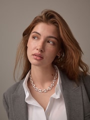 Silver Tone Coffee Bean Necklace - Image 1 of 8