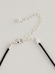 Silver Tone Statment Cord Pebble Necklace - Image 5 of 5
