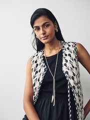 Silver Tone Long Tassel Necklace - Image 1 of 6