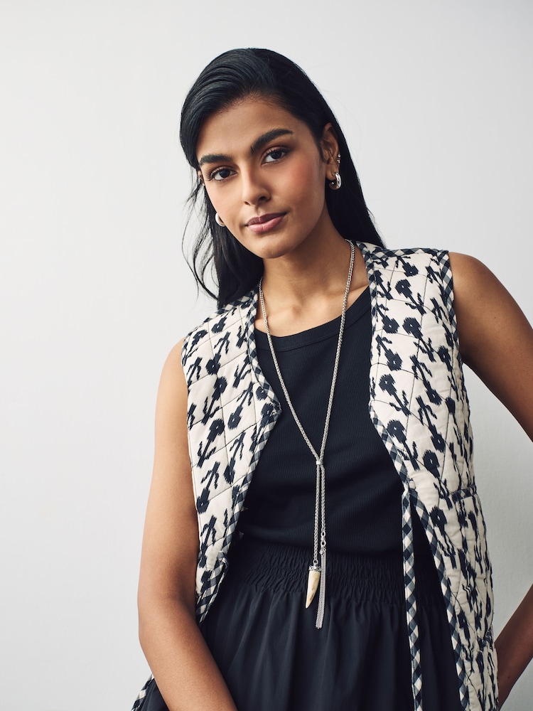 Silver Tone Long Tassel Necklace - Image 1 of 6