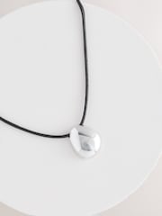 Silver Tone Corded Pendant Short Necklace - Image 4 of 5