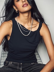 Tono plateado - 3 Layer Multi Chain Necklace - Imagen 1 de 8