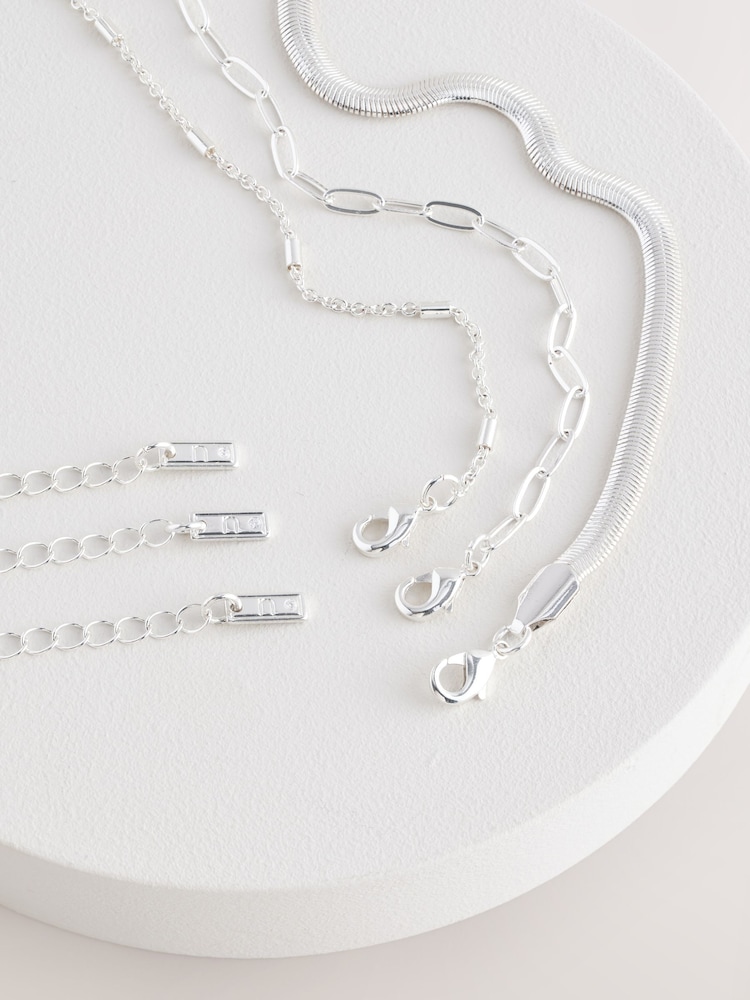 Tono plateado - 3 Layer Multi Chain Necklace - Imagen 8 de 8