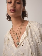 Gold Tone 3 Layer Coin Necklace - Image 1 of 6