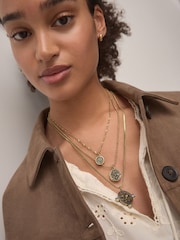 Gold Tone 3 Layer Coin Necklace - Image 2 of 6
