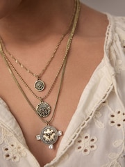 Gold Tone 3 Layer Coin Necklace - Image 3 of 6