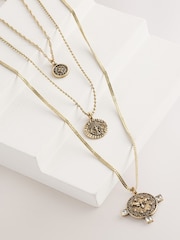Gold Tone 3 Layer Coin Necklace - Image 4 of 6
