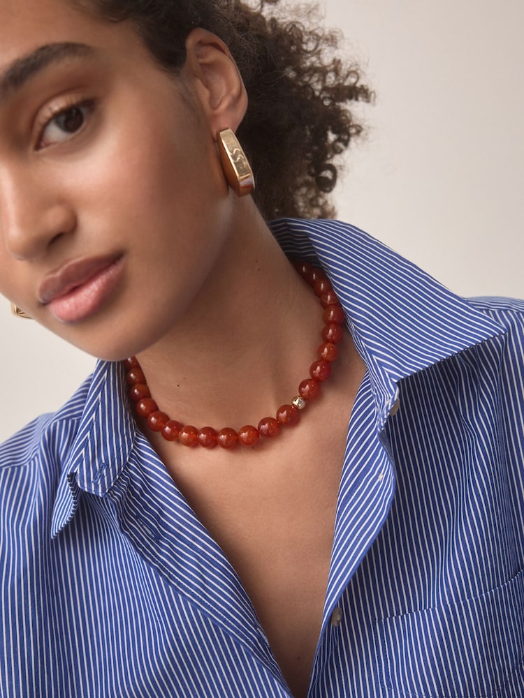 Rot - Beaded Semi Precious Stone Necklace - Bild 1 von 7