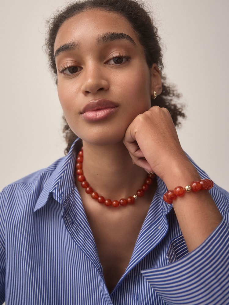 Rot - Beaded Semi Precious Stone Necklace - Bild 2 von 7