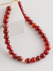 Rot - Beaded Semi Precious Stone Necklace - Bild 5 von 7