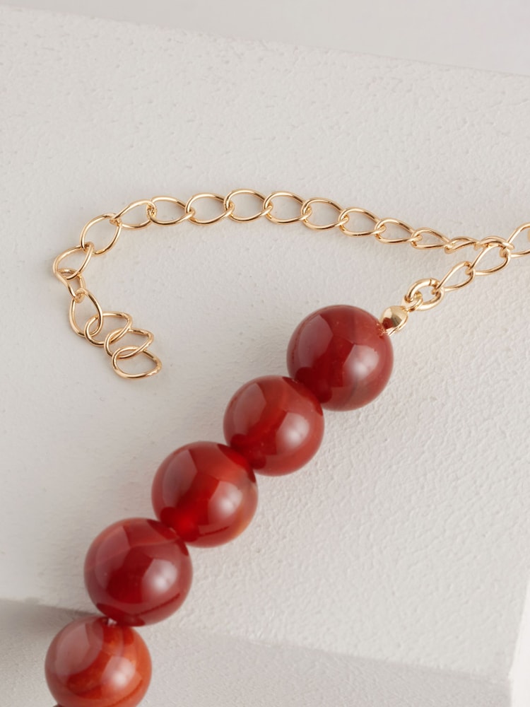 Rood - Ketting met kralen van halfedelstenen - Image 6 of 7