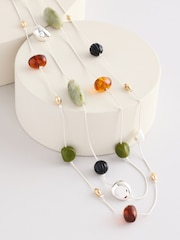 Silver Tone Long Beaded Rope Necklace - Image 3 of 4