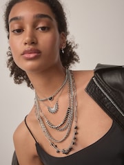 Silver Tone Multi Layer Boho Necklace - Image 1 of 7