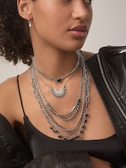 Silver Tone Multi Layer Boho Necklace - Image 2 of 7