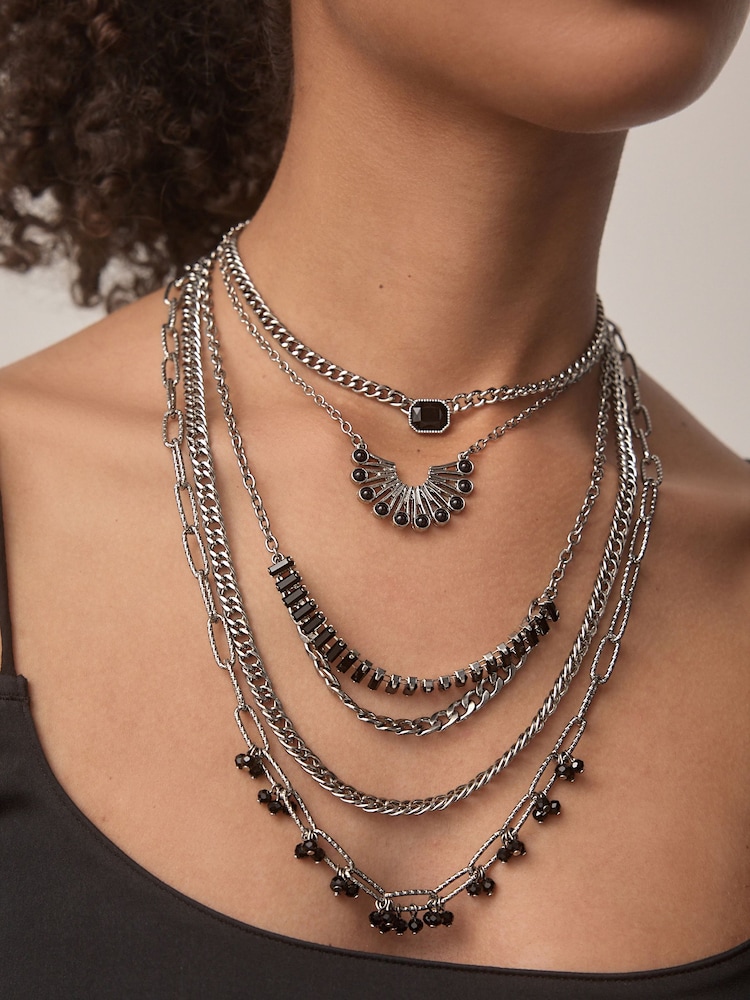 Buy Silver Tone Multi Layer Boho Necklace from Next Saudi Arabia