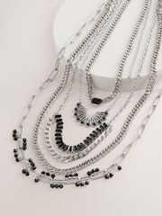 Silver Tone Multi Layer Boho Necklace - Image 5 of 7
