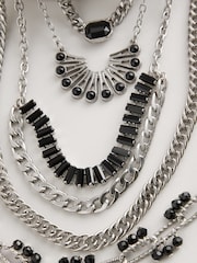 Silver Tone Multi Layer Boho Necklace - Image 6 of 7