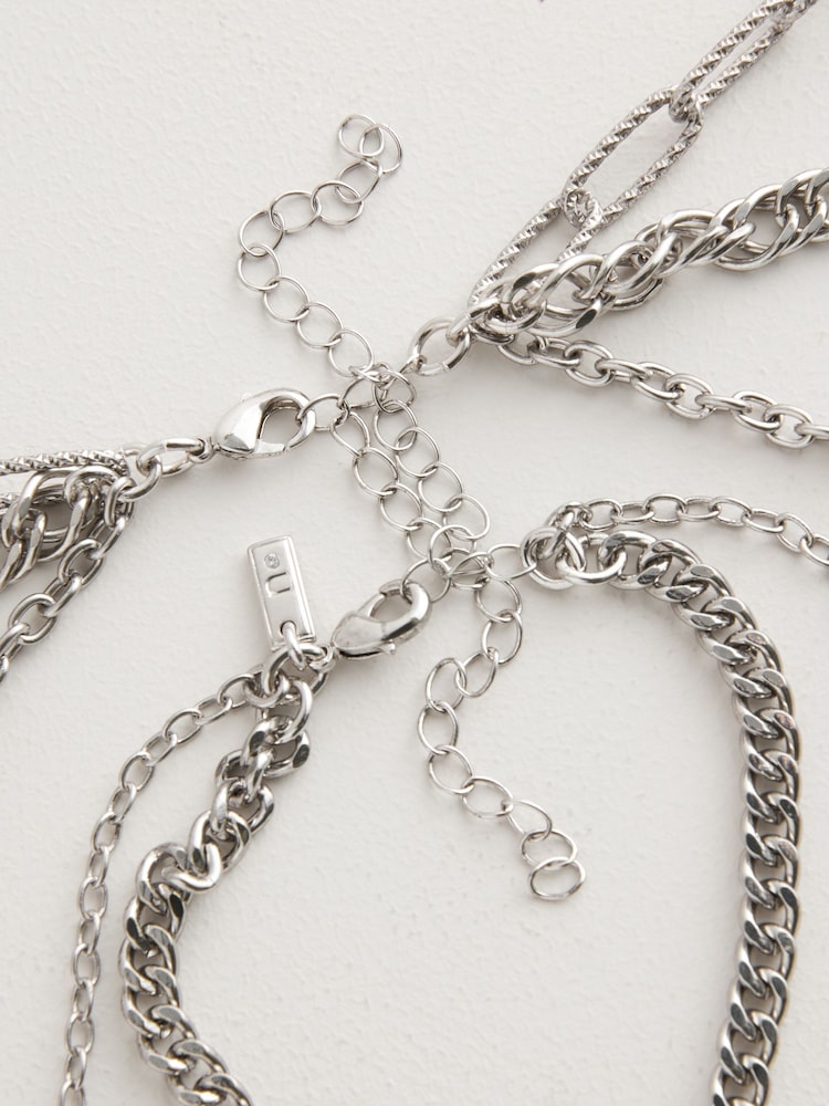 Silver Tone Multi Layer Boho Necklace - Image 7 of 7