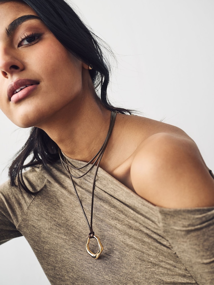 Brown Corded Wrap Around Necklace - Image 1 of 5