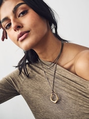 Brown Corded Wrap Around Necklace - Image 2 of 5