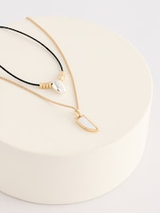 Black Two Layer Corded Necklace - Image 3 of 4