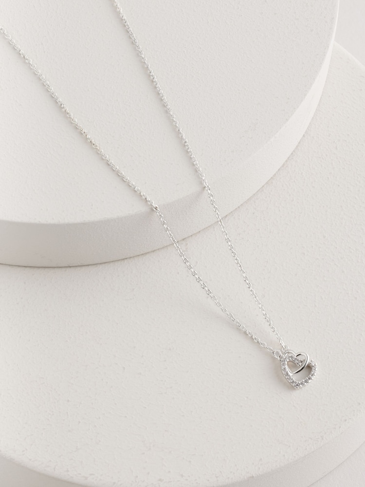 Silver Tone Heart Necklace - Image 1 of 4