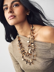 Gold Tone Cord Multi Layer Drop Necklace - Image 2 of 6