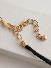 Gold Tone Cord Multi Layer Drop Necklace - Image 5 of 6