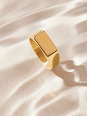 Gold Tone Stainless Steel Rectangular Signet Ring - Image 2 of 10