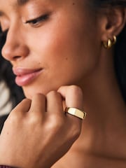 Gold Tone Stainless Steel Rectangular Signet Ring - Image 8 of 10