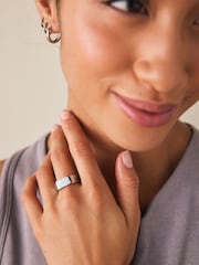 Silver Tone Stainless Steel Rectangular Signet Ring - Image 4 of 9