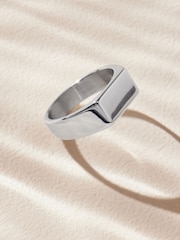 Silver Tone Stainless Steel Rectangular Signet Ring - Image 7 of 9
