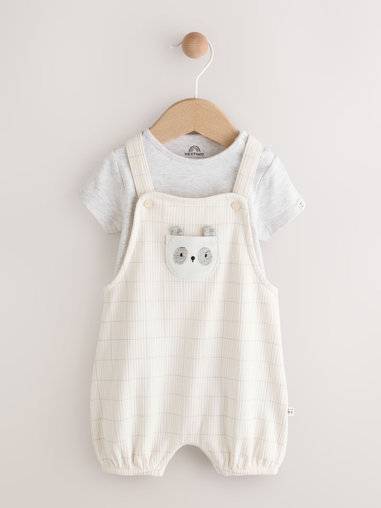 Panda gris - Baby Jersey Dungaree and Bodysuit Set (0mths-2yrs) - Imagen 1 de 14