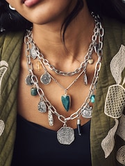 Silver Tone Multi Layer Charm Necklace - Image 1 of 5
