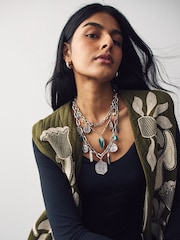 Silver Tone Multi Layer Charm Necklace - Image 2 of 5