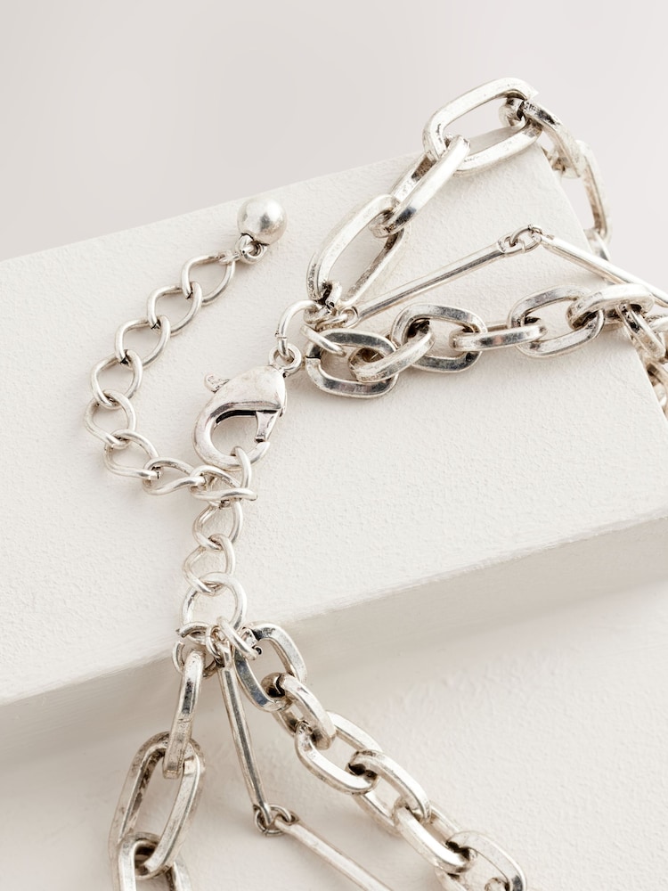 Silver Tone Multi Layer Charm Necklace - Image 5 of 5