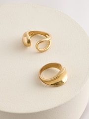 Gold Tone Chunky Swirl Rings 2 Pack - Image 3 of 3