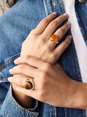 Gold Tone Tigers Eye Chunky Rings 2 Pack - Image 1 of 4