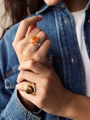 Gold Tone Tigers Eye Chunky Rings 2 Pack - Image 2 of 4