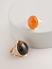 Gold Tone Tigers Eye Chunky Rings 2 Pack - Image 3 of 4