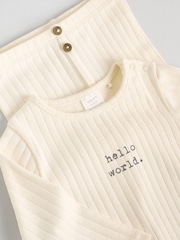 Cream/Grey Slogan Hello World - Baby Top and Leggings Set 2 Piece (0mths-2yrs) - Imagen 10 de 12