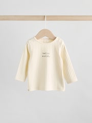 Cream/Grey Slogan Hello World - Baby Top and Leggings Set 2 Piece (0mths-2yrs) - Imagen 5 de 12