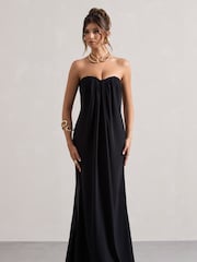 Club L London Black Kaz Chiffon Sweetheart Maxi Dress - Image 1 of 5