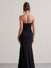Club L London Black Kaz Chiffon Sweetheart Maxi Dress - Image 2 of 5