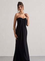 Club L London Black Kaz Chiffon Sweetheart Maxi Dress - Image 3 of 5