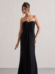 Club L London Black Kaz Chiffon Sweetheart Maxi Dress - Image 4 of 5