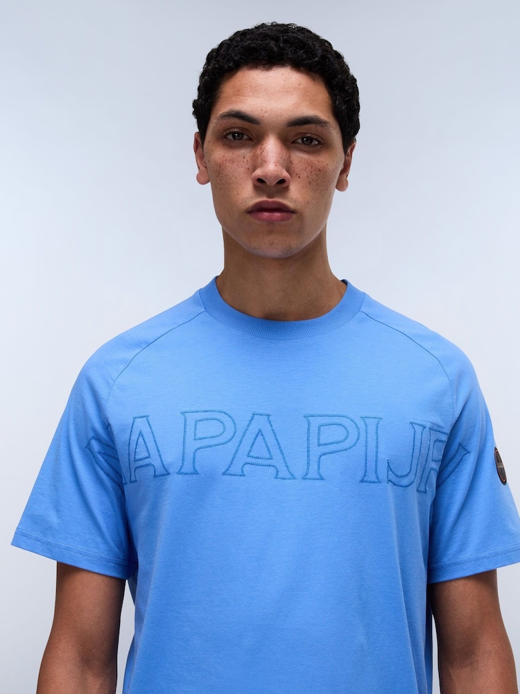 Napapijri Ambra blaues Kurzarm-T-Shirt aus 100 % Baumwolle - Bild 2 von 6
