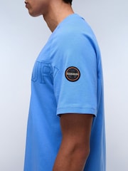 Napapijri Ambra blaues Kurzarm-T-Shirt aus 100 % Baumwolle - Bild 4 von 6