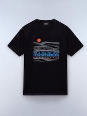 Camiseta preta de manga curta Napapijri Buti 100% algodão - Imagem 4 de 6
