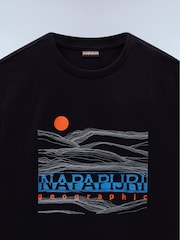 Camiseta preta de manga curta Napapijri Buti 100% algodão - Imagem 6 de 6